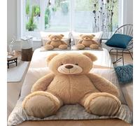 OTBSDNKZZ cute teddy bearcopripiumino morbida microfibra 3 pezzi motivo 3D con cerniera soft plush toy style Set Di Copripiumino con federe soffice morbida for adolescenti Super king（260x220cm）