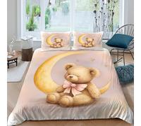 OTBSDNKZZ cute teddy bearSet Di Copripiumino morbida 3 Pezzi stampa 3D con cerniera soft bedtime illust copripiumino incluso federe aiosa for bambini adulti ragazzi Single（140x200cm）