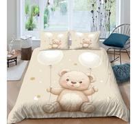 OTBSDNKZZ cute teddy bearSet Di Copripiumino morbida Set di 3 Pezzi stampa di 3D con cerniera cartoon illust copripiumino con federa traspirante for bambini adulti ragazzi Super king（260x220cm）