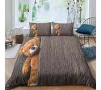OTBSDNKZZ cute teddy bearSet Di Copripiumino ultra microfibra 3 Pezzi stampa 3D con cerniera childhood playful style copripiumino incluso federe aiosa ultra morbido for ragazze Super king（260x220cm）