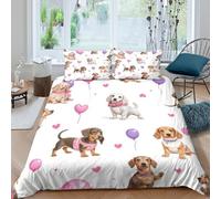 OTBSDNKZZ Dachshund puppiesSet Di Copripiumino 3 Pezzi stampa di 3D cerniera nascosta cute cartoon style copripiumino incluso federe aiosa for bambini adulti ragazzi Super king（260x220cm）