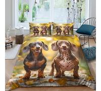 OTBSDNKZZ Dachshund PuppiesSet Di Copripiumino morbida Set di 3 Pezzi stampa di 3D con cerniera Cute Autumn Outdoor copripiumino con federa traspirante for bambini adulti ragazzi Double（200x200cm）