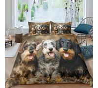 OTBSDNKZZ Dachshund puppiesSet Di Copripiumino ultra microfibra 3 pezzi motivo 3D cerniera nascosta cute autumn outdoor copripiumino incluso federe aiosa ultra morbido for coppie Double（200x200cm）