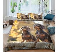 OTBSDNKZZ dachshund puppiesSet Di Copripiumino ultra microfibra 3 pezzi motivo 3D con cerniera cute pet photography copripiumino con federe soffice ultra morbido for ragazze King（220x240cm）