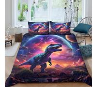 OTBSDNKZZ Dinosaur FantasySet Di Copripiumino morbida Set di 3 Pezzi stampa di 3D con cerniera Space Adventure Style copripiumino incluso federe aiosa for bambini adulti ragazzi King（220x240cm）