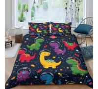 OTBSDNKZZ Dinosaur space suitcopripiumino morbida microfibra 3 Pezzi stampa 3D con cerniera Cartoon kids design Set Di Copripiumino con federe traspirante morbida for ragazzi Double（200x200cm）