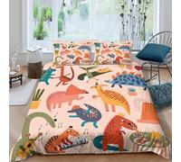 OTBSDNKZZ Dinosaurs partycopripiumino microfibra morbida 3 pezzi motivo 3D con cerniera Cartoon fun style Set Di Copripiumino con federe traspirante morbida for adolescenti Double（200x200cm）