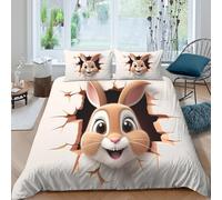 OTBSDNKZZ Easter bunnySet Di Copripiumino microfibra 3 Pezzi stampa di 3D cerniera nascosta Cartoon cute style copripiumino con federe traspirante ultra morbido for coppie Super king（260x220cm）