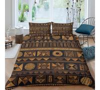 OTBSDNKZZ Ethnic geometric patternsSet Di Copripiumino morbida Set di 3 Pezzi stampa 3D cerniera nascosta African tribal copripiumino incluso federe aiosa for bambini Super king（260x220cm）