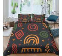 OTBSDNKZZ Ethnic patternsSet Di Copripiumino microfibra 3 pezzi motivo 3D con cerniera African tribal design copripiumino incluso federe aiosa ultra morbido for coppie Single（140x200cm）
