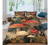 OTBSDNKZZ Fairy mushroomsSet Di Copripiumino microfibra morbida 3 Pezzi stampa 3D con cerniera Vintage botanical illust copripiumino incluso federe aiosa ultra morbido for coppie Single（140x200cm）