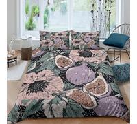 OTBSDNKZZ Fig fruitsSet Di Copripiumino microfibra 3 pezzi motivo 3D con cerniera Botanical illustration style copripiumino con federe soffice ultra morbido for coppie Super king（260x220cm）