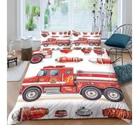 OTBSDNKZZ Fire truck illustcopripiumino ultra microfibra Set di 3 Pezzi stampa 3D con cerniera Cartoon Set Di Copripiumino incluso federe aiosa morbida for adolescenti Double（200x200cm）
