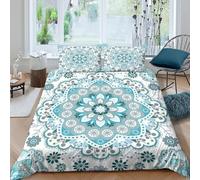 OTBSDNKZZ Floral MandalaSet Di Copripiumino morbida microfibra 3 pezzi motivo 3D con cerniera Bohemian pattern copripiumino con federe soffice ultra morbido for coppie Super king（260x220cm）