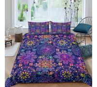 OTBSDNKZZ Floral MandalaSet Di Copripiumino morbida Set di 3 Pezzi stampa di 3D con cerniera Vibrant Ethnic pattern copripiumino con federa traspirante for bambini adulti ragazzi Single（135x200cm）