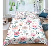 OTBSDNKZZ FloralPatterncopripiumino microfibra morbida 3 Pezzi stampa 3D con cerniera WatercolorStyleDesign Set Di Copripiumino incluso federe aiosa morbida for adolescenti Single（140x200cm）