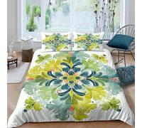 OTBSDNKZZ FloralPatternSet Di Copripiumino morbida microfibra 3 pezzi motivo 3D con cerniera WatercolorArtStyle copripiumino con federe traspirante ultra morbido for ragazze Single（135x200cm）