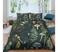 OTBSDNKZZ Forest MushroomsSet Di Copripiumino microfibra 3 Pezzi stampa di 3D con cerniera Botanical Illust copripiumino con federe traspirante ultra morbido for coppie King（220x240cm）