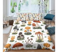 OTBSDNKZZ Forest mushroomsSet Di Copripiumino morbida 3 Pezzi stampa di 3D cerniera nascosta Nature illust copripiumino con federa soffice for bambini adulti ragazzi Single（135x200cm）
