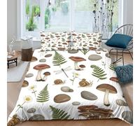 OTBSDNKZZ Forest mushroomsSet Di Copripiumino morbida microfibra 3 Pezzi stampa di 3D cerniera nascosta Botanical illust copripiumino con federe traspirante ultra morbido for coppie Single（140x200cm）