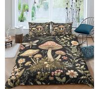 OTBSDNKZZ Forest mushroomsSet Di Copripiumino morbida Set di 3 Pezzi stampa di 3D con cerniera Botanical illust copripiumino con federa traspirante for bambini adulti ragazzi Single（140x200cm）