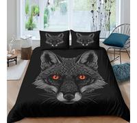 OTBSDNKZZ fox face artcopripiumino ultra microfibra 3 Pezzi stampa di 3D cerniera nascosta wild animal illustration Set Di Copripiumino incluso federe aiosa morbida for adolescenti Single（135x200cm）
