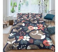 OTBSDNKZZ Foxes in forestSet Di Copripiumino morbida 3 Pezzi stampa 3D con cerniera Floral winter design copripiumino incluso federe aiosa for bambini adulti ragazzi Super king（260x220cm）