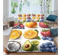 OTBSDNKZZ Fresh fruitsSet Di Copripiumino microfibra 3 Pezzi stampa di 3D cerniera nascosta Watercolor style illust copripiumino con federe traspirante ultra morbido for coppie Single（140x200cm）