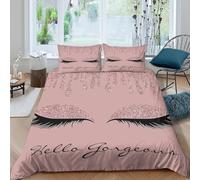OTBSDNKZZ Glitter lashescopripiumino morbida microfibra 3 Pezzi stampa 3D con cerniera Beauty glam design Set Di Copripiumino con federa soffice morbida for adolescenti Single（135x200cm）
