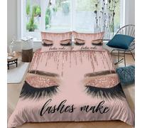 OTBSDNKZZ glitter lashescopripiumino morbida microfibra 3 Pezzi stampa 3D con cerniera beauty glam style Set Di Copripiumino con federa soffice morbida for adolescenti King（220x240cm）