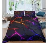 OTBSDNKZZ Glowing cracksSet Di Copripiumino morbida microfibra 3 Pezzi stampa 3D con cerniera Neon geometric style_ copripiumino incluso federe aiosa ultra morbido for ragazze Super king（260x220cm）