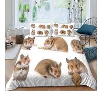 OTBSDNKZZ Hamster petsSet Di Copripiumino ultra microfibra 3 Pezzi stampa 3D con cerniera Cute rodent style copripiumino con federe soffice ultra morbido for ragazze Double（200x200cm）