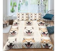 OTBSDNKZZ Happy DogSet Di Copripiumino morbida microfibra 3 pezzi motivo 3D con cerniera Cartoon Animal copripiumino incluso federe aiosa ultra morbido e traspirante for bambini Super king（260x220cm）