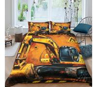 OTBSDNKZZ Heavy machinerycopripiumino morbida microfibra 3 Pezzi stampa di 3D con cerniera industrial construction Set Di Copripiumino incluso federe per cuscini aiosa for adulti Single（135x200cm）