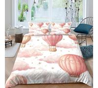 OTBSDNKZZ Hot air balloonsSet Di Copripiumino 3 Pezzi stampa 3D cerniera nascosta pastel whimsical design copripiumino con federa traspirante for bambini adulti ragazzi King（220x240cm）