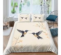OTBSDNKZZ Hummingbirds flyingcopripiumino microfibra 3 Pezzi stampa di 3D cerniera nascosta watercolor nature Set Di Copripiumino con federa soffice morbida for ragazzi Double（200x200cm）