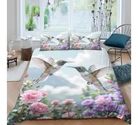 OTBSDNKZZ Hummingbirds InSet Di Copripiumino morbida 3 pezzi motivo 3D con cerniera Nature Garden Scene copripiumino con federa soffice for bambini adulti ragazzi Super king（260x220cm）