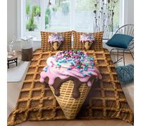 OTBSDNKZZ ice cream conecopripiumino morbida 3 Pezzi stampa 3D cerniera nascosta sweet dessert treat Set Di Copripiumino con federe per cuscini soffice for bambini e adolescenti Super king（260x220cm）