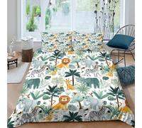 OTBSDNKZZ Jungle animalscopripiumino microfibra morbida 3 Pezzi stampa 3D con cerniera Cartoon safari design Set Di Copripiumino incluso federe aiosa morbida for adolescenti Double（200x200cm）