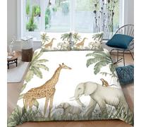 OTBSDNKZZ Jungle animalsSet Di Copripiumino ultra microfibra 3 Pezzi stampa 3D con cerniera Watercolor safari illust copripiumino con federe soffice ultra morbido for ragazze Double（200x200cm）