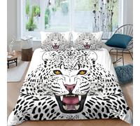 OTBSDNKZZ Leopard faceSet Di Copripiumino morbida microfibra 3 Pezzi stampa di 3D con cerniera Wild animal illustration copripiumino incluso federe aiosa ultra morbido for ragazze Double（200x200cm）