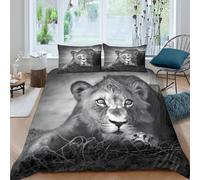 OTBSDNKZZ Lion cubSet Di Copripiumino morbida microfibra Set di 3 Pezzi stampa 3D con cerniera Wild animal photography copripiumino con federe traspirante ultra morbido for ragazze Single（140x200cm）