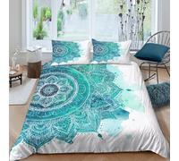 OTBSDNKZZ mandala artcopripiumino microfibra 3 pezzi motivo 3D con cerniera boho decorative design Set Di Copripiumino con federe traspirante morbida for ragazzi Single（140x200cm）