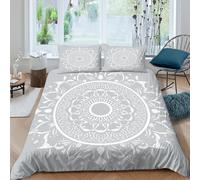 OTBSDNKZZ Mandala designSet Di Copripiumino ultra microfibra 3 pezzi motivo 3D con cerniera White floral pattern copripiumino con federe soffice ultra morbido for ragazze King（220x240cm）