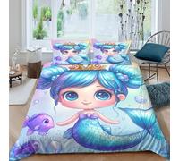 OTBSDNKZZ mermaid princesscopripiumino microfibra morbida 3 pezzi motivo 3D con cerniera cartoon cute style Set Di Copripiumino con federa traspirante morbida for ragazzi King（220x240cm）