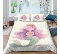OTBSDNKZZ mermaid princessSet Di Copripiumino morbida 3 pezzi motivo 3D con cerniera cartoon whimsical style copripiumino incluso federe aiosa for bambini adulti ragazzi Double（200x200cm）
