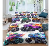 OTBSDNKZZ MonsterTrucksSet Di Copripiumino microfibra 3 Pezzi stampa 3D con cerniera ColorfulArtStyle copripiumino con federa traspirante ultra morbido e traspirante for bambini Single（135x200cm）