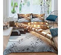 OTBSDNKZZ Musical instrumentcopripiumino microfibra morbida 3 Pezzi stampa di 3D con cerniera Classical music scene Set Di Copripiumino con federe traspirante morbida for ragazzi Single（135x200cm）