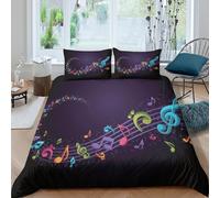 OTBSDNKZZ Musical notescopripiumino microfibra 3 pezzi motivo 3D con cerniera Colorful music design Set Di Copripiumino incluso federe aiosa morbida for ragazzi Double（200x200cm）