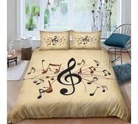 OTBSDNKZZ Musical notesSet Di Copripiumino microfibra morbida 3 Pezzi stampa 3D con cerniera Vintage music design copripiumino con federe soffice ultra morbido for ragazze Single（135x200cm）